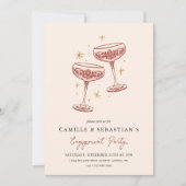 Modern Champagne Coupe Engagement Party Invitation (Devant)