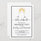 Modern Champagne Engagement Party Kaart (Voorkant / Achterkant)