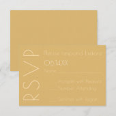 Modern Champagne Monotone Wedding RSVP Kaartje (Voorkant / Achterkant)