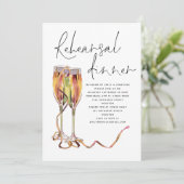 Modern Champagne Script Wedding Rehearsal Dinner Kaart (Staand voorkant)