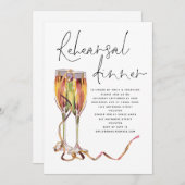 Modern Champagne Script Wedding Rehearsal Dinner Kaart (Voorkant / Achterkant)