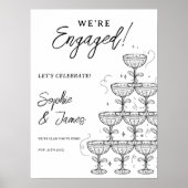 Modern Champagne Tower Engagement Welcome Poster (Voorkant)