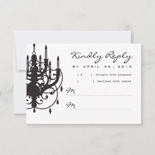 Modern Chandelier Wedding Invitation RSVP (Voorkant)