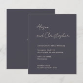 Modern Charcoal Elegant Script Wedding Invitation (Voorkant / Achterkant)