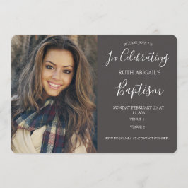 Modern Charcoal Gray Adult Baptism Foto Kaart