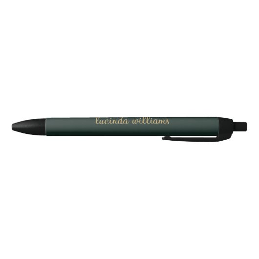 Modern Charcoal Luxe Gold Script Monogram Zwarte Inkt Pen (Bodem)
