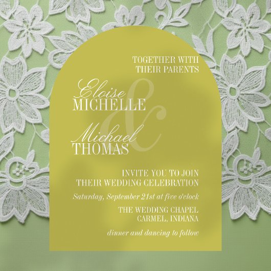 Modern Chartreuse Formal Arch Wedding  Kaart