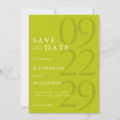 Modern Chartreuse Minimalist Wedding Save The Date (Voorkant)