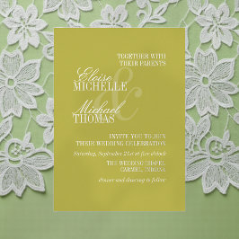 Modern Chartreuse Script Formal Wedding Folie Uitnodiging