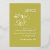 Modern Chartreuse Script Formal Wedding Folie Uitnodiging (Voorkant)