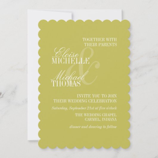 Modern Chartreuse Script Formal Wedding Kaart (Voorkant)