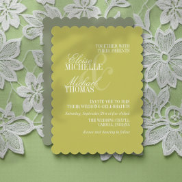 Modern Chartreuse Script Formal Wedding Kaart