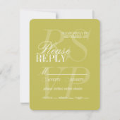 Modern Chartreuse Script Formal Wedding  RSVP Kaartje (Voorkant)