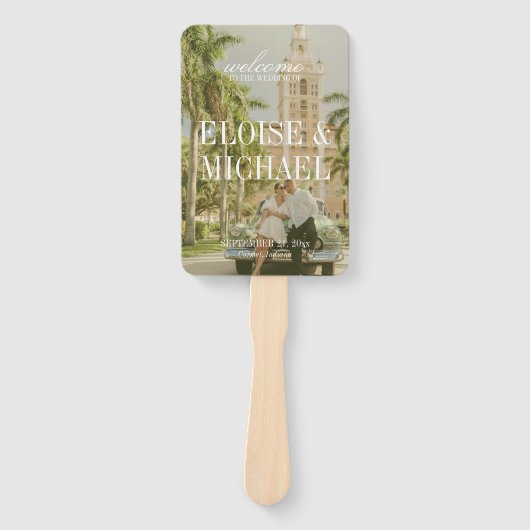 Modern Chartreuse Script Wedding Ceremony Program Handwaaier (Voorkant)