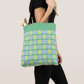 Modern Checker Blue Green Lime Pattern Draagtas (Dichtbij)