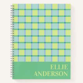 Modern Checker Blue Green Lime Personalized Notitieboek