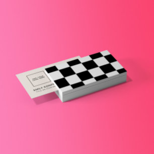 Modern Checker Checkerboard Toevoegen Logo Zwart W Visitekaartje