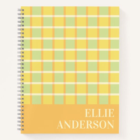 Modern Checker Green Yellow Orange Personalized Notitieboek (Voorkant)
