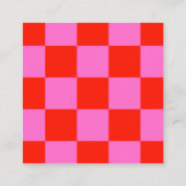 Modern Checkerboard Voeg Logo rood en roze toe Vierkante Visitekaartje (Achterkant)