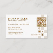 Modern Checkered Pattern Retro Influencer QR Code Visitekaartje (Achterkant)