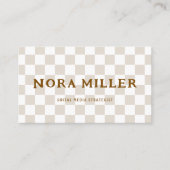 Modern Checkered Pattern Retro Influencer QR Code Visitekaartje (Voorkant)