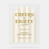 Modern Cheers Eighty Years 80th Birthday Welcome  Acryl Bord (Voorkant)