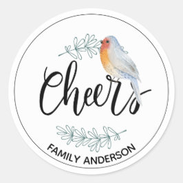 Modern CHEERS Gepersonaliseerde Kerstmis Robin Ronde Sticker