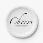 Modern Cheers Script | Zwart-wit bruiloft Papieren Bordje (Voorkant)