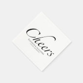 Modern Cheers Script | Zwart-wit bruiloft Servet (Hoek)
