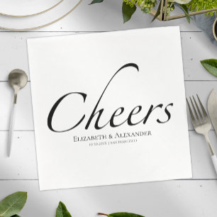 Modern Cheers Script Zwart-wit bruiloft Servet