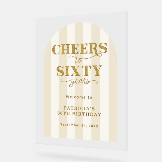 Modern Cheers Sixty Years 60TH Birthday Welcome (Angle)