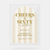 Modern Cheers Sixty Years 60TH Birthday Welcome Acryl Bord (Voorkant)