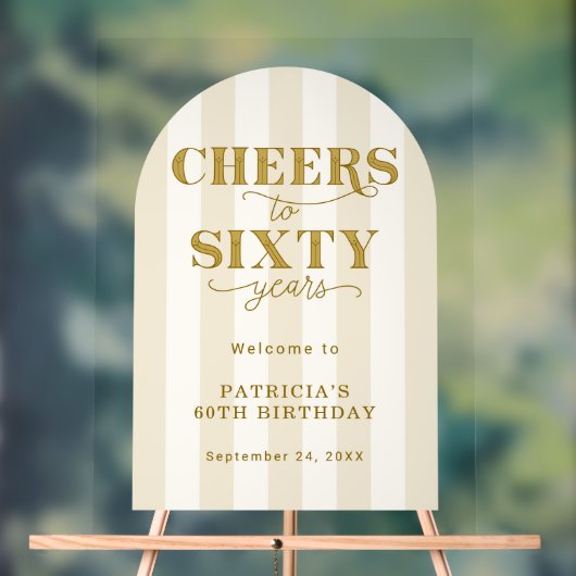 Modern Cheers Sixty Years 60TH Birthday Welcome Acryl Bord (Neutraal)