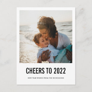 Modern Cheers To 2022 New Year Script Photo Feestdagenkaart