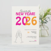 Modern Cheers to New Year Bold Typo Invitation (Debout devant)