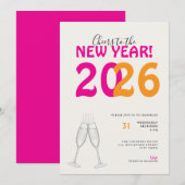 Modern Cheers to New Year Bold Typo Invitation (Devant / Derrière)