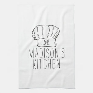 Modern Chef Cook Pet Monogram Eenvoudige Stijlvoll Theedoek