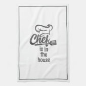 Modern CHEF IS IN HET HUIS Grappige Quote Theedoek (Verticaal)