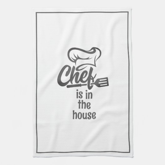 Modern CHEF IS IN HET HUIS Grappige Quote Theedoek (Verticaal)