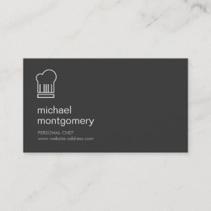 MODERN CHEF-KOK PET LOGO in WIT op DONKERGRIJS Visitekaartje