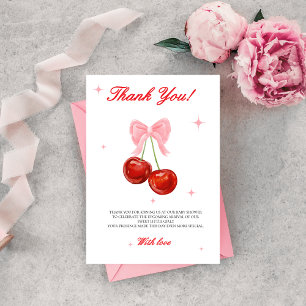 Modern Cherry Baby shower Bedankkaart