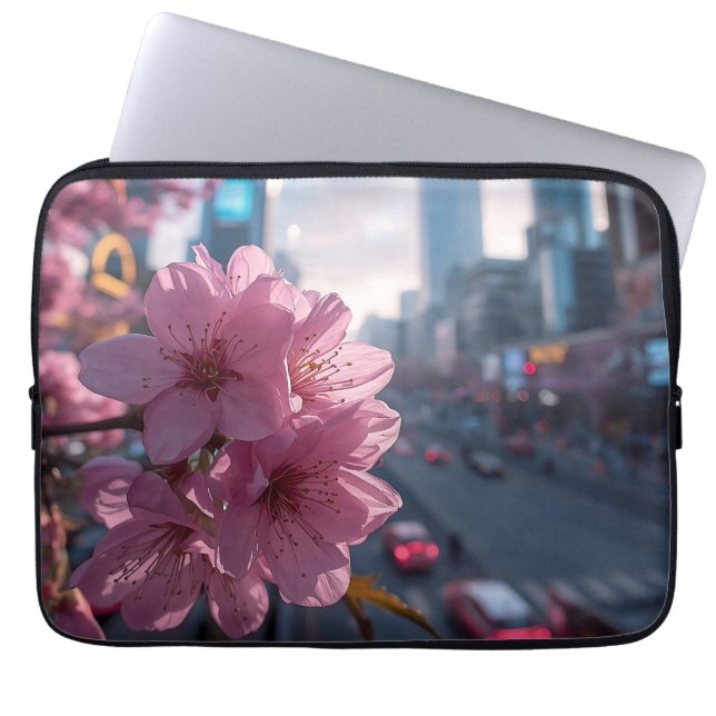 Modern Cherry Blossom 13' Laptop Sleeve (Voorkant)