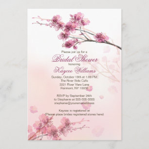 Modern Cherry Blossom Bridal Shower Kaart