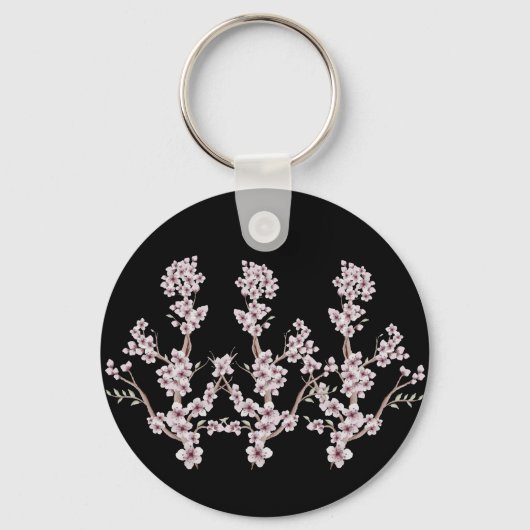 Modern Cherry Blossoms Design Sleutelhanger (Achterkant)