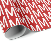 Modern cherry crimson red douane monogram patroon cadeaupapier (Rol Hoek)