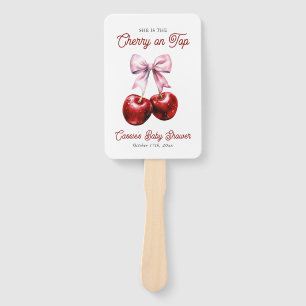 Modern Cherry op de top Roze Bow Baby shower Handwaaier