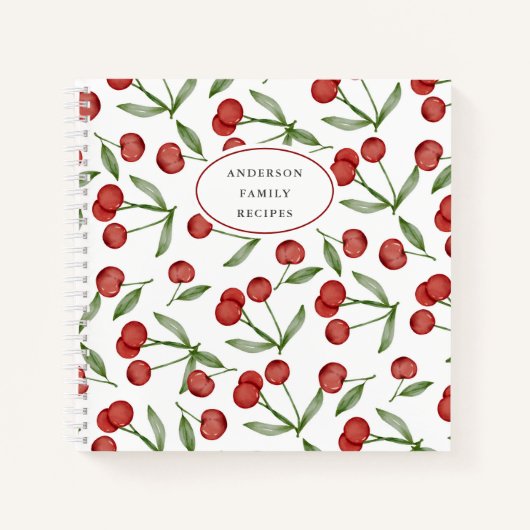 Modern Cherry Pattern Personalized Recipe Notitieb Notitieboek (Voorkant)