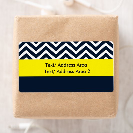 Modern Chevron Blauw Geel Verzendpakket Label (Insitu)