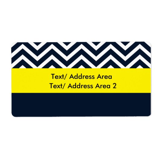 Modern Chevron Blauw Geel Verzendpakket Label (Voorkant)