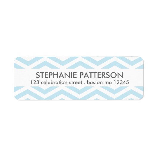 Modern Chevron blauw wit retour adres label (Voorkant)